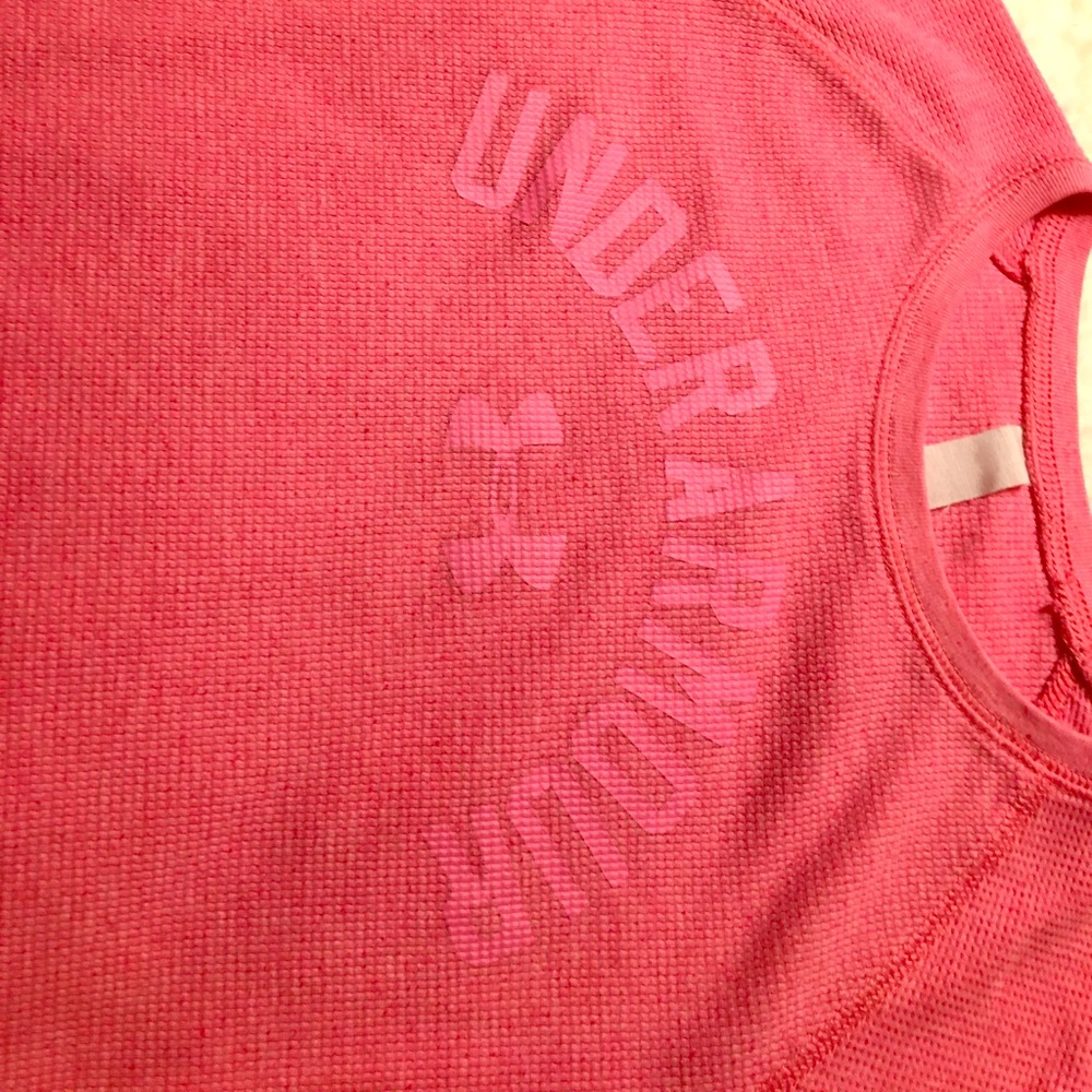 Pink long sleeve under armour girls tee